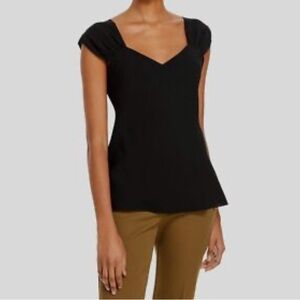 Theory Women's Black Silk Cap Sleeve V-Neck Blouse Top. Size Medium